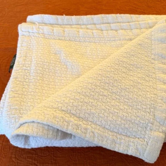 Lauren Ralph Lauren Blanket 100% Cotton Full / Queen White Basketweave Luxury - Picture 6 of 10